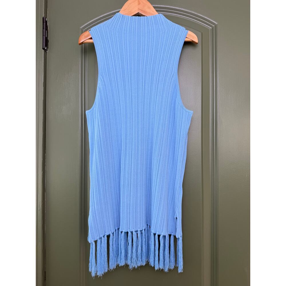 NWOT Saylor Zephina Sleeveless Ribbed Knit Fringe Resort Top in Cornflower Blue